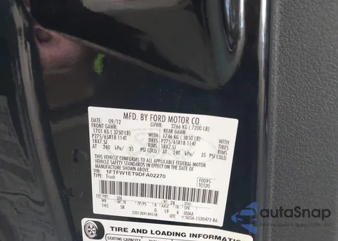 2013 Ford F-150 Fx4 z USA, uszkodzony, nr VIN 1FTFW1ET9DFA02270